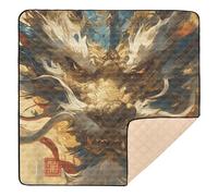 Black Gold Real Dragon Large Stylish Baby Play Mat for Floor Non-Toxic Activity Entertainment Mat for Babies Infants Toddlers, 50'' x 50''