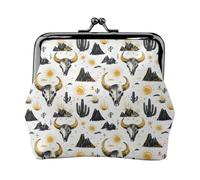 Black Gold Sheep Skull Print Coin Purse for Women, Kiss-lock Change Purse Wallets, Small PU Leather Coin Purses