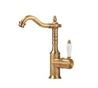 Black Gold Silver Antique Bathroom Faucet Deck Mounted Single Hole Brass Basin Sink Faucet Hot Cold Mixer Crane Vanity Water Tap (Antique Short)