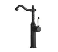 Black Gold Silver Antique Bathroom Faucet Deck Mounted Single Hole Brass Basin Sink Faucet Hot Cold Mixer Crane Vanity Water Tap (Black High)