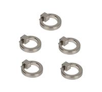 Black/Gold/Silver/Brushed Silver Ring Drawer Knobs, Aluminum Alloy, Drawer Pull Handle, Cabinet Knobs Furniture Door Pulls for Home Kitchen Bathroom Bedroom- Single Hole(Brushed silver5pcs)