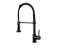 Black Gold Spring Pull-Out Kitchen Faucet - Flexible Deck-Mounted Mixer Tap with Hot & Cold Sprayer - Modern Kitchen Water Tap for Effortless Cleaning & Cooking