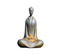 Black Gold Staff Witch Sculpture Iron Zazen Buddha,Cast Iron Monk Figurine,Zazen Buddha Statue Indoor,Handmade Buddha Statue Sculpture Buddha Statue For Home Office Decor(Large)