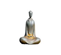 Black Gold Staff Witch Sculpture Iron Zazen Buddha,Cast Iron Monk Figurine,Zazen Buddha Statue Indoor,Handmade Buddha Statue Sculpture Buddha Statue For Home Office Decor(Small)