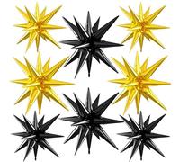 Black Gold Star Balloons, 22/27 Inch Black and Gold Star Foil Balloons, Cone Spike Balloon, Aluminum Foil Balloon For Birthday Retirement Father's Day Baby Shower New Year Party Wedding Decorations