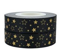 Black & Gold Star Ribbon 22mm x 2m Gift Wrap & Birthday Cake Decoration