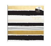 Black & Gold Stripes Photo Album 6x4 Memo Slip in Holds 200 Photos Perfect Memory Book for Families, Valentine, Wedding, Baby Photos, Travel Photo (Stripes)