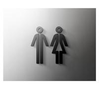 Black Gold Toilet Sign Plate 3D Wash RestrRoom Door Wall Label Sticker Wc Holder Signage Board Art Hotel Bathroom Decor(9,Grey 25x16cm)