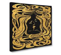 Black Gold Two Lovers Modern Canvas Wall Art Print Ready to Hang, Framed Picture for Living Room Bedroom Home Office Décor, 20x20 Inch (50x50 cm)
