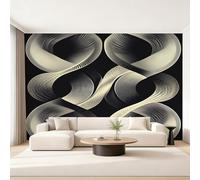 Black Gold Wave Wallpaper for Living Room, Abstract Geometric Wall Mural for Bedroom 366x254 cm, Non-Woven Photo Wallpaper, Home Decor D&O136