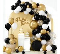 Black Gold White Balloon Arch Kit, Confetti Balloons, 101Pcs 18 12 10 5 Inch Different Sizes Balloon Garland, Latex Balloons, Perfect for Birthday, Wedding, Graduation, Hen Party Decorations