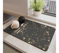 Black Gold White Marble Kitchen Absorbent Mats Soft Diatomaceous Earth Drainage Mats Tabletop Tableware Coasters Bar Mats Washless Placemats, Coffee Machine Draining Mat (Black Gold,30x40 cm)