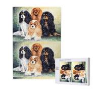 Black Golden Cavalier King Charles Spaniel,1000 Pieces Adults Puzzle Game Challenging Puzzles,Jigsaw Puzzles