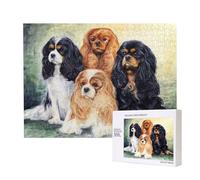 Black Golden Cavalier King Charles Spaniel,500 Pieces Wooden Jigsaw Family Game Jigsaw Puzzles for Adults Teens Home Decor