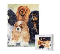 Black Golden Cavalier King Charles Spaniel,500 Pieces Wooden Jigsaw Family Game Jigsaw Puzzles for Adults Teens
