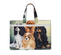 Black Golden Cavalier King Charles Spaniel,Canvas Document Bag Zipper File Tote Bag Handbag Briefcase for School Office