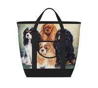 Black Golden Cavalier King Charles Spaniel,Lunch Bags Large Capacity Insulated Tote Bag For Women Men Work Picnic Travel