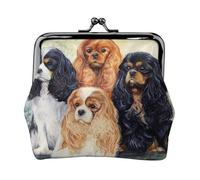 Black Golden Cavalier King Charles Spaniel, PU Leather Coin Purse, Small Wallets, Change Pouch with Kiss Lock Clasp Buckle, Change Purse