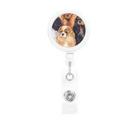 Black Golden Cavalier King Charles Spaniel, Retractable Badge Holder,Badge Reels Holder with ID Clip Alligator Clip