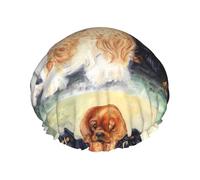 Black Golden Cavalier King Charles Spaniel,Shower Cap Nightcap Double Layer Waterproof Elastic Bath Cap Reusable Hair Cap