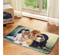 Black Golden Cavalier King Charles Spaniel,Waterproof Pet Feeding Mat,Cat Dog Placemats for Food and Water, PU Leather Food Mats,40x60cm
