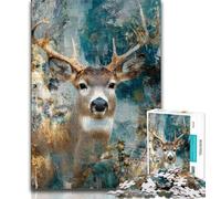 Black Golden Deer Jigsaws 1000 Pieces for Teenagers,Stress Reliever Difficult Challenge Deal As Gifts for The Whole Family (75x50cm)