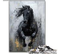 Black Golden Horse 1000 Piece Jigsaw Puzzles, for Educational Game Challenge Toy Birthday Present, Gifts, Wall Art (50x75cm)