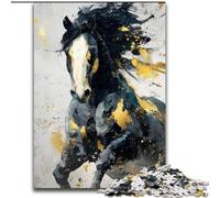 Black Golden Horse 1000 Pieces Jigsaw Puzzles for Adults And Teens, Challenging Game for Is Ideal As A Gift for The Whole Family (50x75cm)