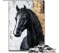 Black Golden Horse Adult Jigsaws 1000 Pieces Difficult, Educational Stress Relief Toy for Is Ideal As A Gift for The Whole Family (50x75cm)