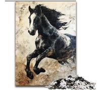 Black Golden Horse Adult Jigsaws 1000 Pieces Difficult, Educational Stress Relief Toy for Is Ideal As A Gift for The Whole Family (50x75cm)