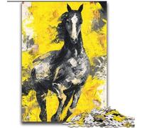 Black Golden Horse Jigsaw Puzzles 2000 Pieces for Adults Teens, Brain Intelligence Challenge Addictive Toys for Home Decoration (70x100cm)