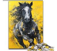 Black Golden Horse Jigsaw Puzzles for Adults 1000 Piece, for And 14 Years And over Brainteaser Family Games Christmas Birthday Gifts (26x38cm)