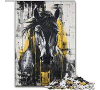 Black Golden Horse Jigsaw Puzzles for Adults 1000 Pieces, for 14+ Train Your Brain And Your Hands Christmas Game Gifts (50x75cm)