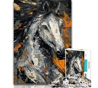 Black Golden Horse Jigsaw Puzzles for Teenagers 1000 Pieces,Decompressing Intellectual Educational Toy Birthday Present,Gifts,Wall Art 50x75cm