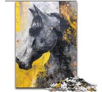 Black Golden Horse Puzzles for Adults And Teenagers, for Age 14 Years And over Stress Relief Christmas Game Presents for Women (26x38cm)
