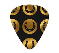 Black Golden Horseshoe,12 Pcs Guitar Pick,3 Different Thickness Plectrums for Acoustic Guitar Bass Ukulele (0.46mm 0.96mm 0.71mm)