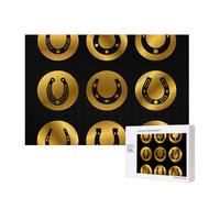 Black Golden Horseshoe,300 Pieces Wooden Jigsaw Family Game Jigsaw Puzzles for Adults Teens Home Decor