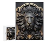Black Golden Lion Art Deco: Creative Indoor Hobby, 500 PCS Displayable Picture Puzzle, for Relaxing Solo Or Group Play