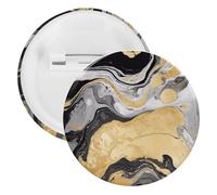 Black Golden Marble Ink Badge Metal Round Pins, Lightweight Brooch for Backpack, Fashion Button Pins Badge for Shirts, Jackets, Shawl Coat, Unisex, 20PCS, Tinplate, metal round pins