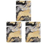 Black Golden Marble Ink Car Air Freshener, 3 Pcs Square Hanging Air Freshener Cards, Long Lasting Fragrance Scented Cards for Car, Home, Office Gray-style