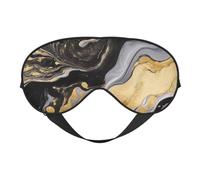 Black Golden Marble Ink Double-Sided Silk Sleep Mask, Adjustable Light Blocking Eye Mask for Travel, Men & Women, Soft Comfortable Blindfold 20x10cm
