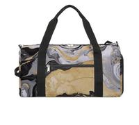 Black Golden Marble Ink Gym Bag for Men Women, Waterproof Gym Tote Bags, Large Duffel Bag for Travel Workout