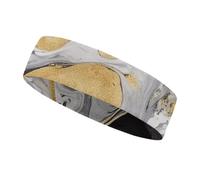 Black Golden Marble Ink Headbands for Women & Men Sports Headband, Fits All Head Sizes, Ultra Absorbent & Non-Slip Sweatband for Running, Yoga, Gym