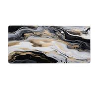 Black Golden Marble Pattern Extended Mouse Pad Large Desk Mat with Non Slip Rubber Base Stitched Edges Gaming Mouse Pad for Keyboard Office Home 40 x 90 CM