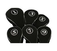 Black Golf Zipper Head Covers Driver 1 3 5 7 9 X Fairway Woods Headcovers Metal Traditional Plain Protective Covers Fits All Fairway Clubs