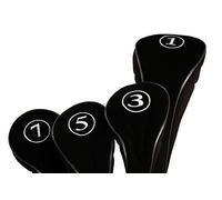 Black Golf Zipper Head Covers Driver 1 3 5 7 Fairway Woods Headcovers Metal Neoprene Traditional Plain Protective Covers Fits All Fairway Clubs and Drivers up to 460cc Perfect Gift for Golfing Buddies and Loved Ones!