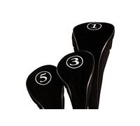 Black Golf Zipper Head Covers Driver 1 3 5 Fairway Woods Headcovers Metal Neoprene Traditional Plain Protective Covers Fits All Fairway Clubs and Drivers up to 460cc