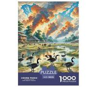 Black Goose Crossing Marsh 1000 Pieces Premium Jigsaw Animal Age 14+ for Adults Quirky, Abstract Design, Home Decoration, Educational, Challenging Puzzle Games 38x26cm/1000pcs