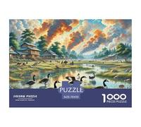 Black Goose Crossing Marsh 1000 Pieces Premium Jigsaw Animal for Adults Gifts Quirky, Abstract Design, Fun Details, Educational, Challenging 70x50cm/1000pcs