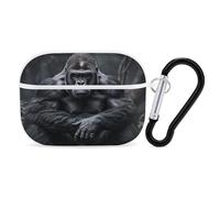 Black Gorilla Airpod Pro Case AirPods 2 Case for Women Hard Shell Protective Cover with Carabiner Keychain Compatible with AirPods Case 2nd 1st Generation, Front LED Visible White